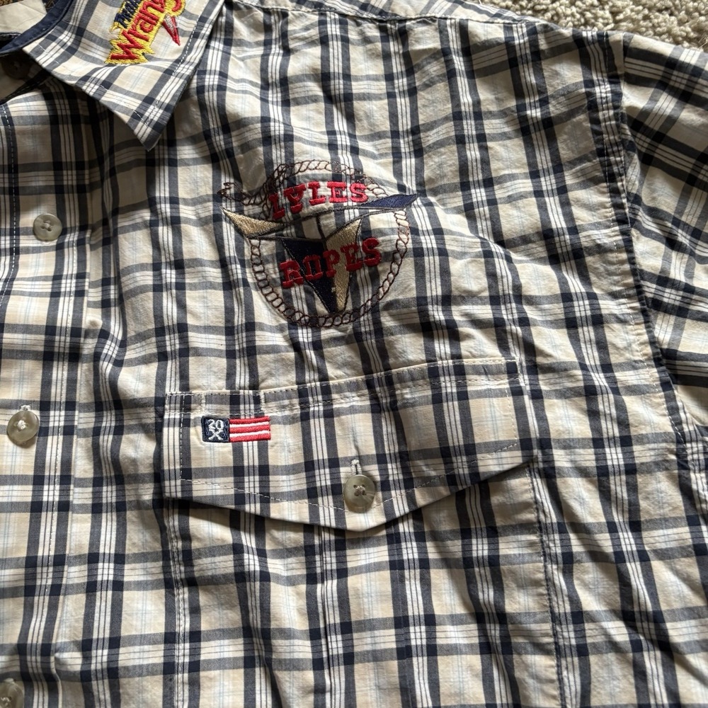 Wrangler Lyles Ropes Button Up Western Rodeo Shirt Men's Large Plaid Multi Color - Picture 3 of 9